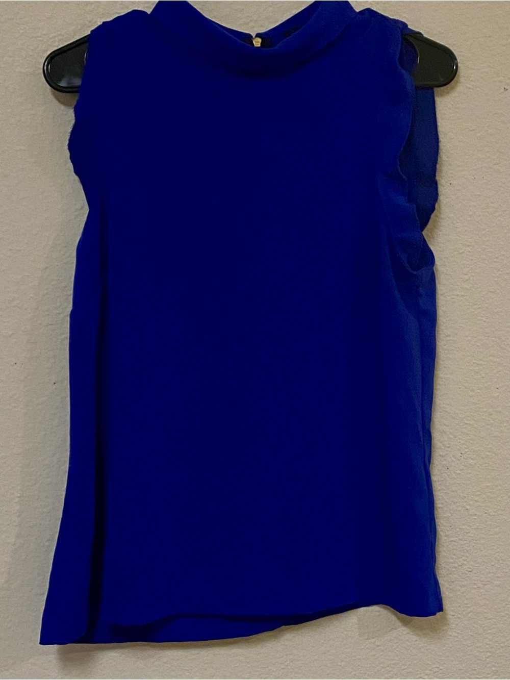 Forever 21 Royal Blue Sleeveless Ruffle-Trim Shell Top - Size Large
